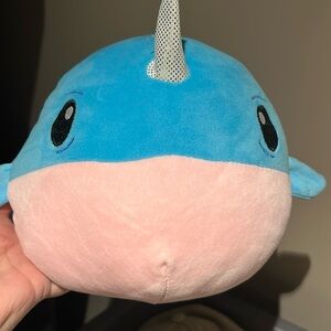 Squeezemals Nanco Narwhal 9 1/2 in x 9 in Blue & Pink Stuffed Animal Plush